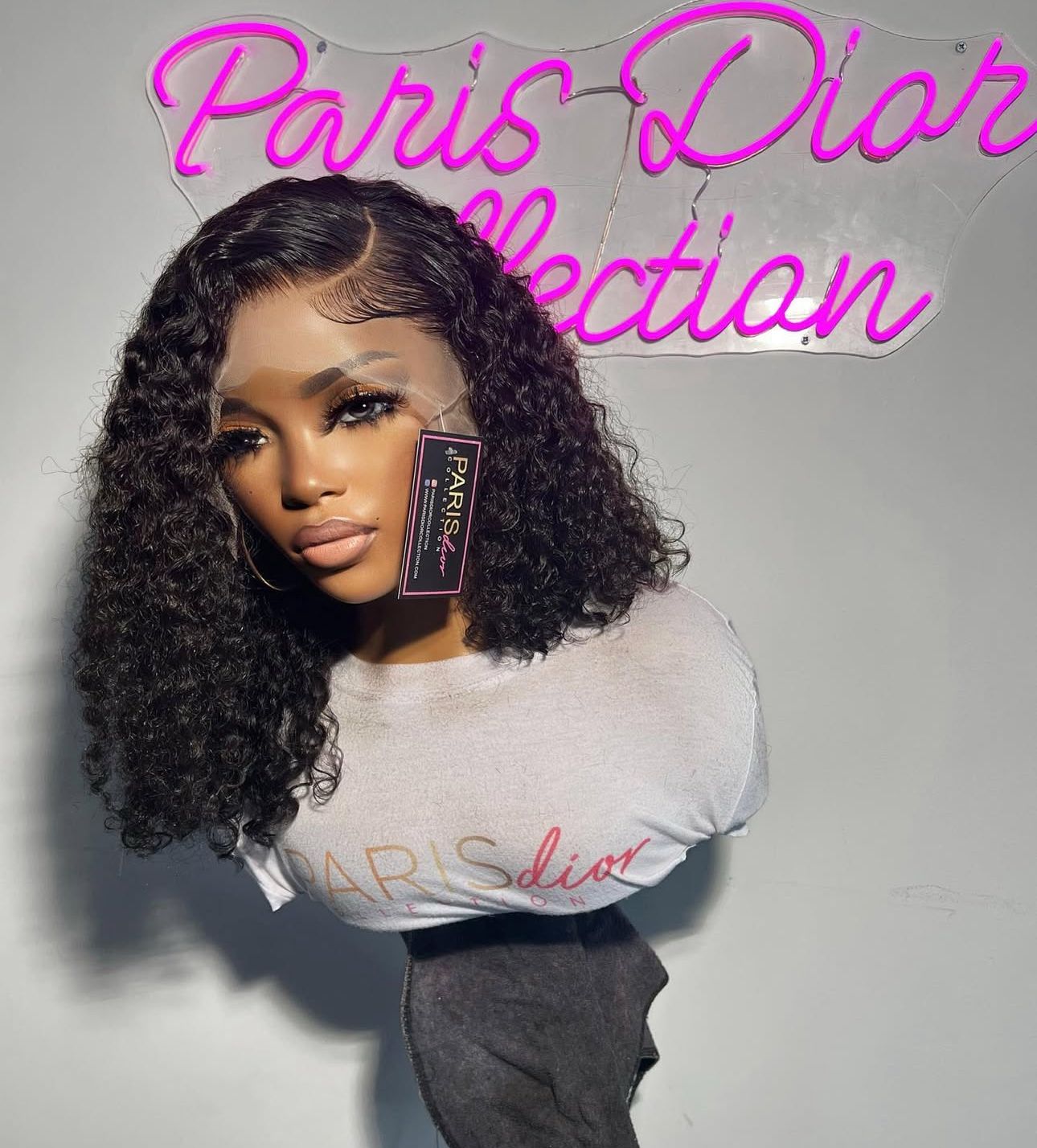 Luna Paris Dior collection : black Bold Afro Curly Short Bob Hairstyle Lace Front Colored Wig Human Hair - Lana&Jade Hairs