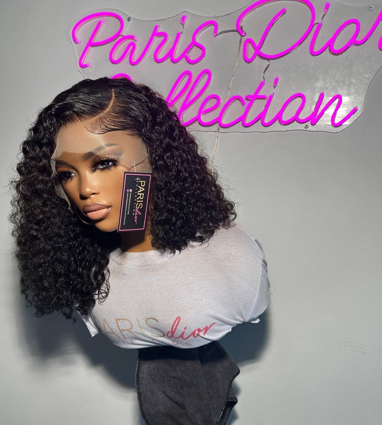 Luna Paris Dior collection : black Bold Afro Curly Short Bob Hairstyle Lace Front Colored Wig Human Hair - Lana&Jade Hairs