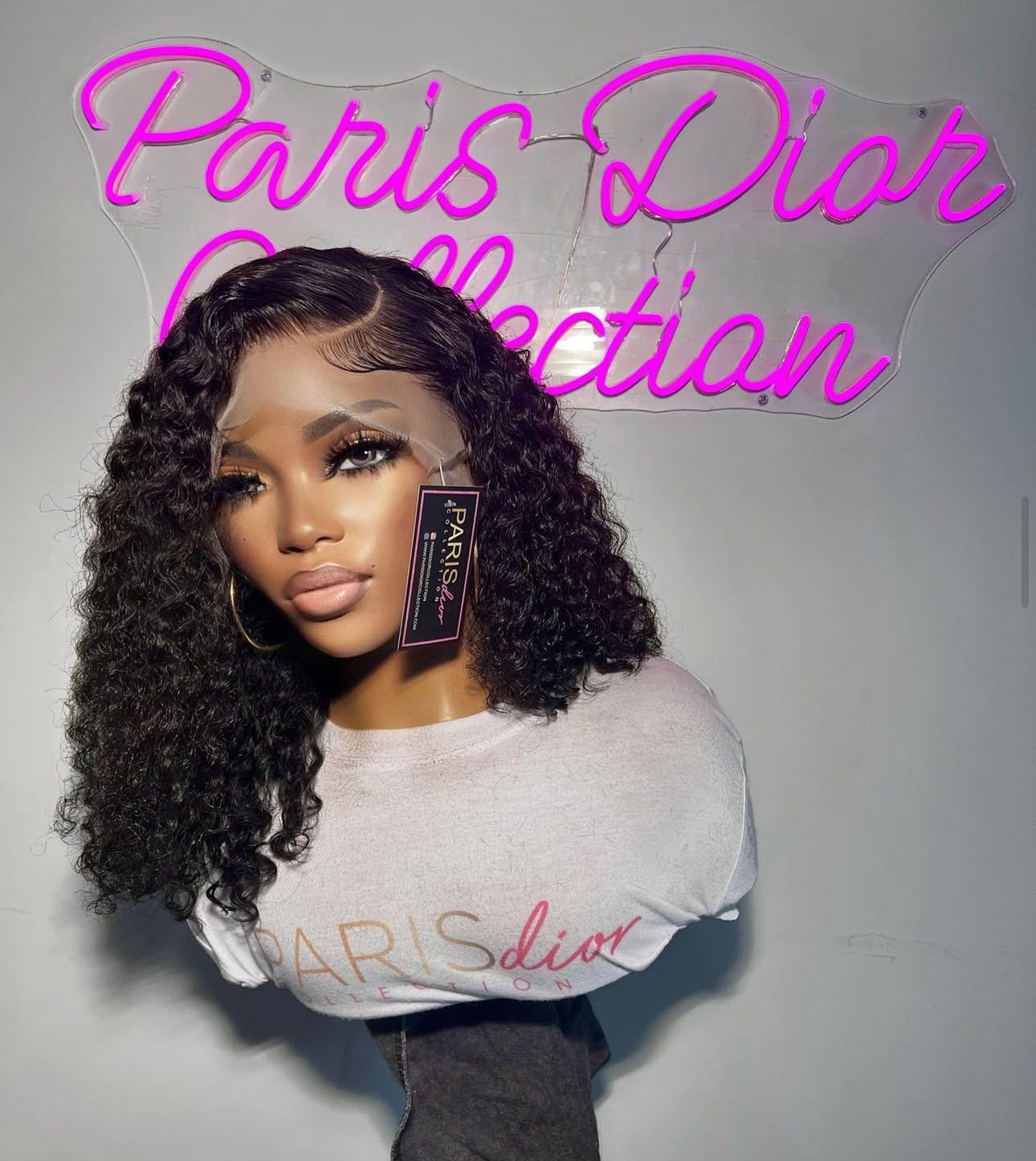 Luna Paris Dior collection : black Bold Afro Curly Short Bob Hairstyle Lace Front Colored Wig Human Hair - Lana&Jade Hairs