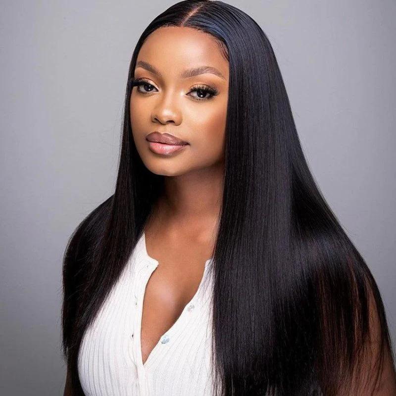 Pre-cut Straight Dark Brown Lace Front 