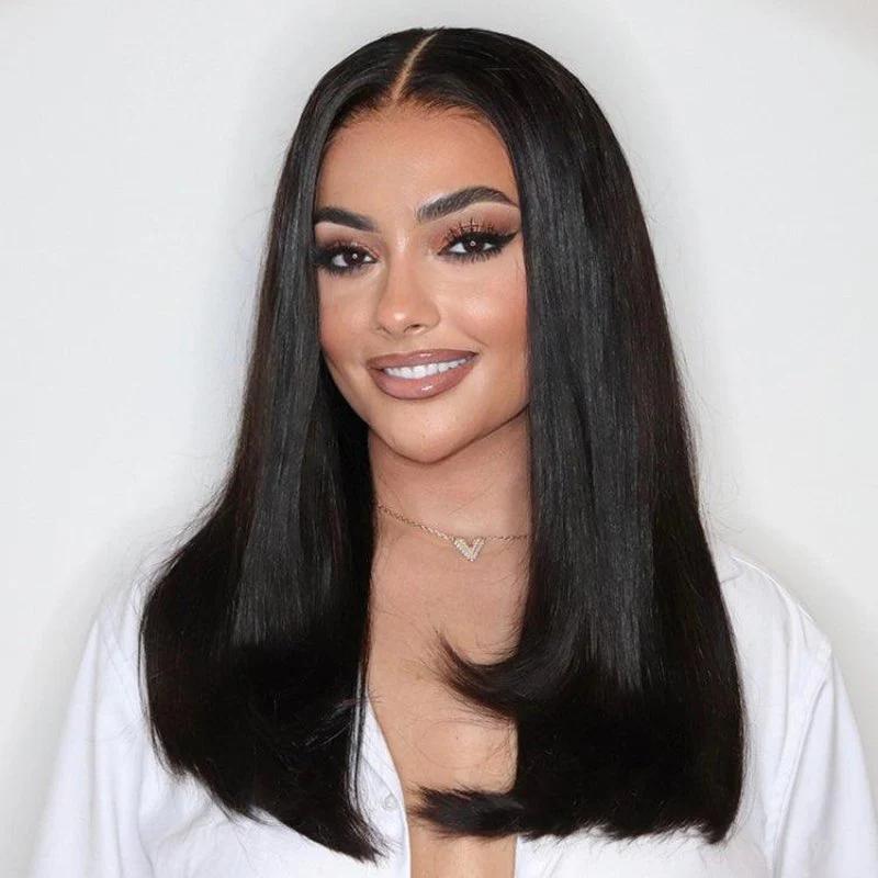 Pre-cut Straight Dark Brown Lace Front 
