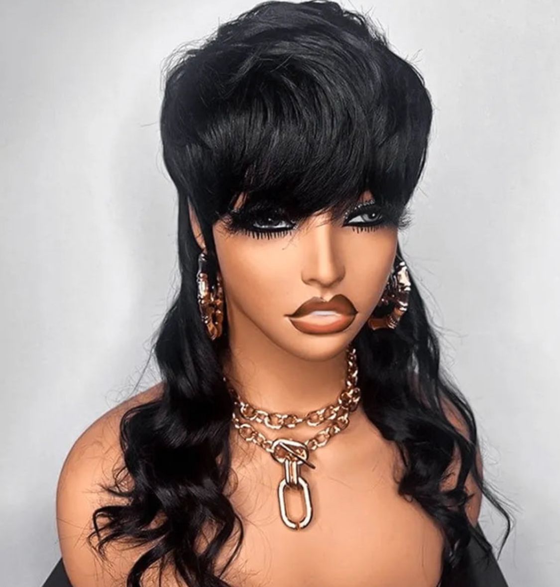 Pixie Cut Wavy Layered Mullet Wig Full Machine Made Human Hair Wig - Lana&Jade Hairs