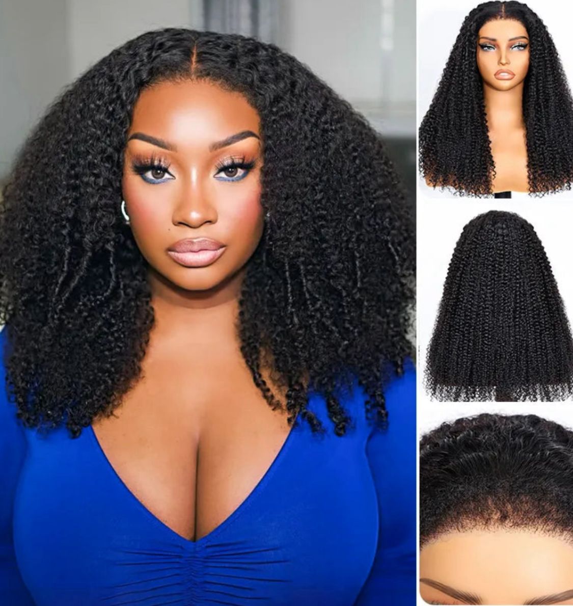 3C Newborn Hairline Curly Edge Kinky Curly Wig 6x4.5 Lace Closure Natural Hairline Blend Away - Lana&Jade Hairs
