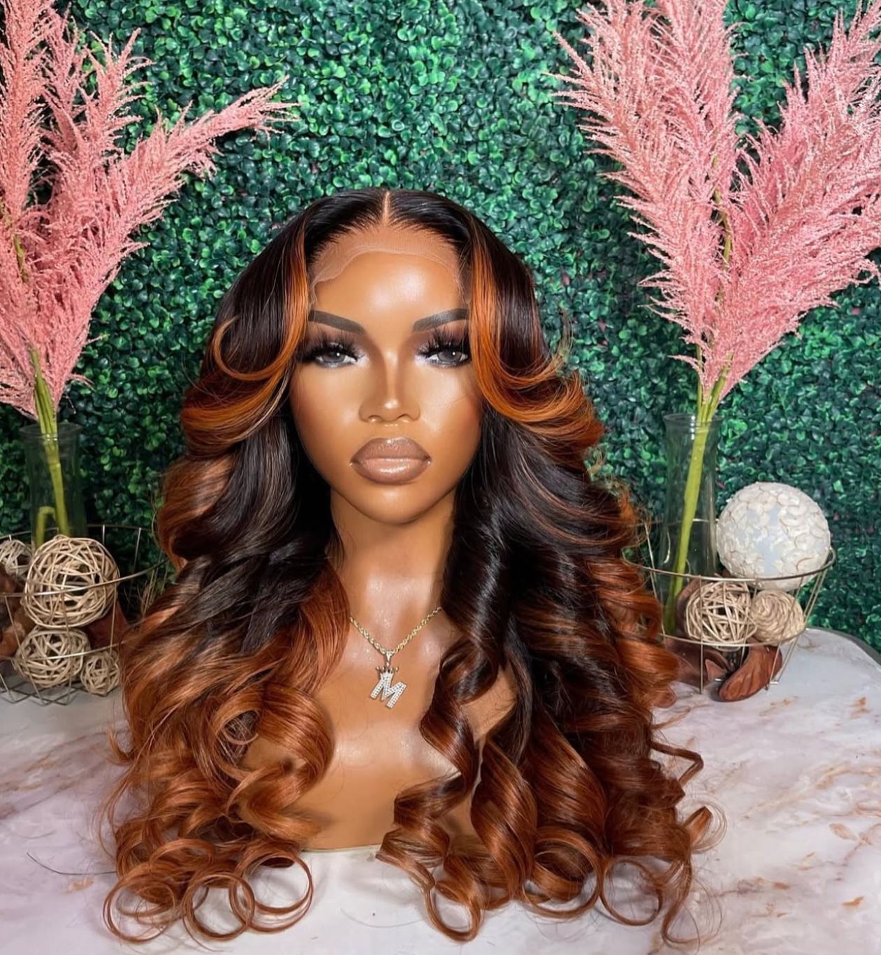 Balayage Highlight orange ginger black Body Wave 13*4 Lace Front Wigs Human Hair Undetectable Transparent Lace Color Wigs - Lana&Jade Hairs