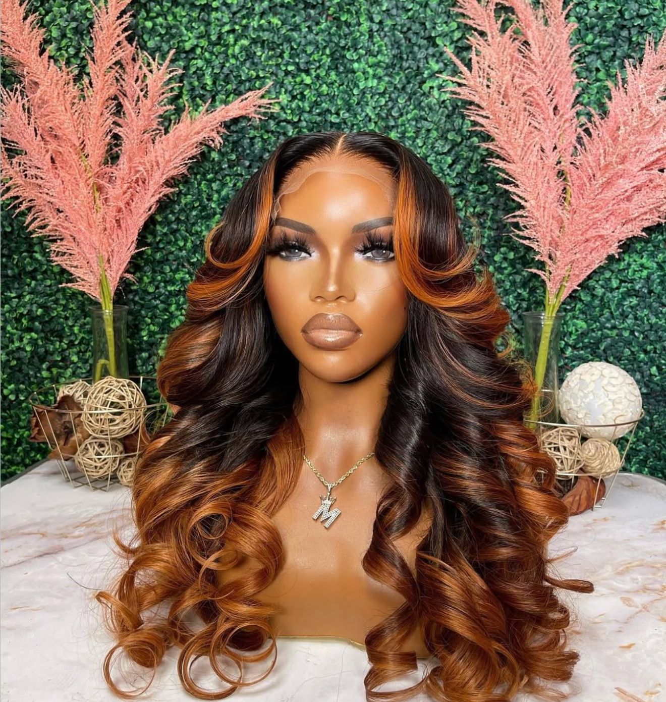 Balayage Highlight orange ginger black Body Wave 13*4 Lace Front Wigs Human Hair Undetectable Transparent Lace Color Wigs - Lana&Jade Hairs