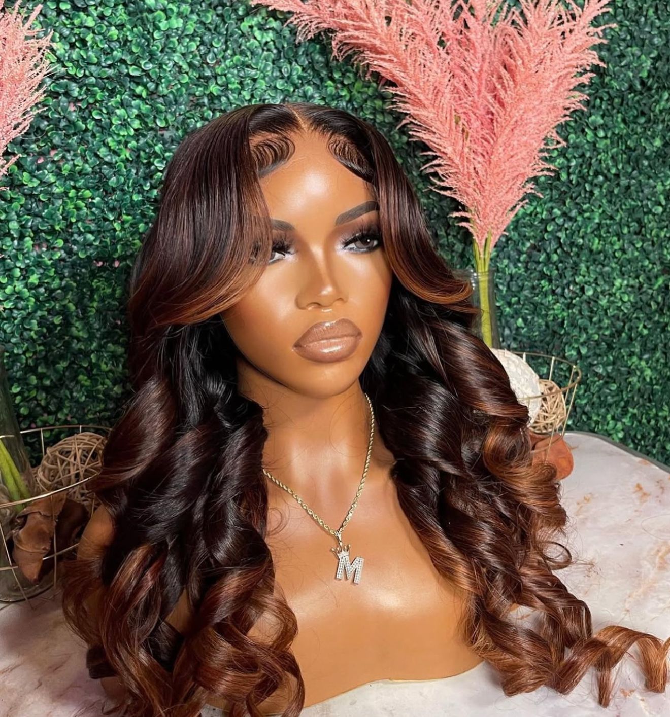 Balayage Highlight orange ginger black Body Wave 13*4 Lace Front Wigs Human Hair Undetectable Transparent Lace Color Wigs - Lana&Jade Hairs