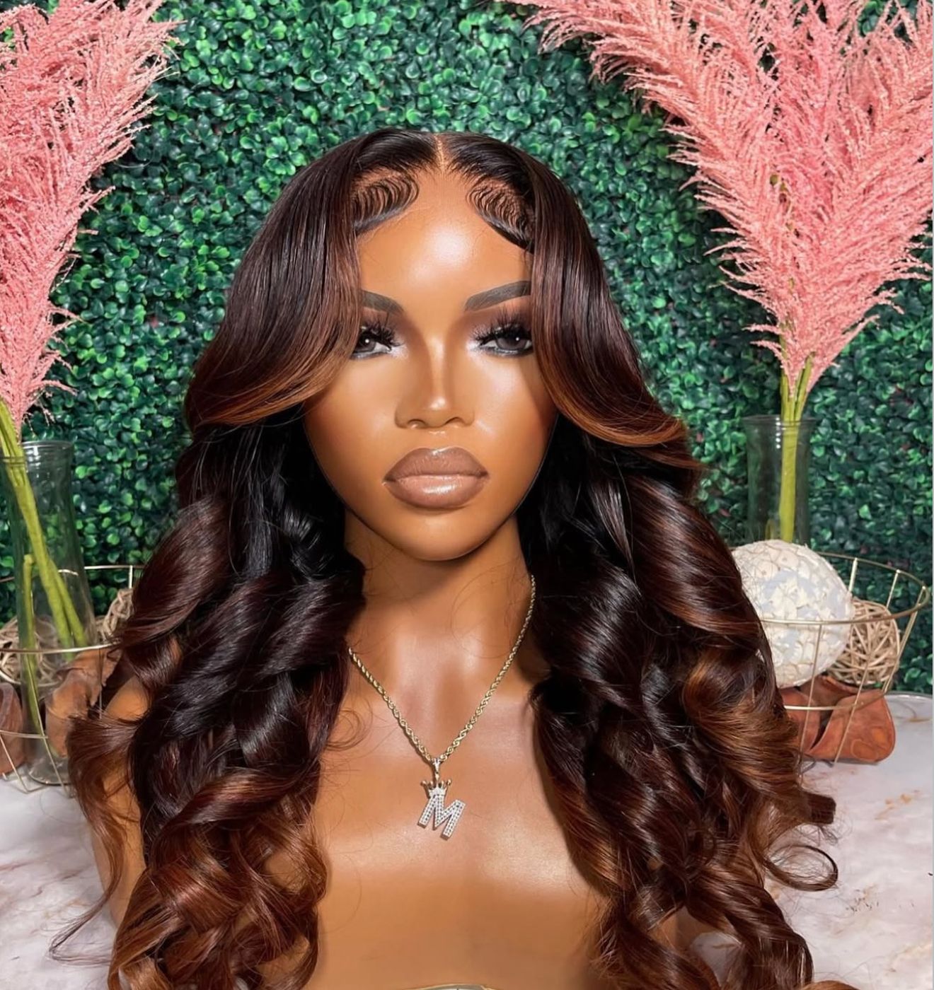 Balayage Highlight orange ginger black Body Wave 13*4 Lace Front Wigs Human Hair Undetectable Transparent Lace Color Wigs - Lana&Jade Hairs