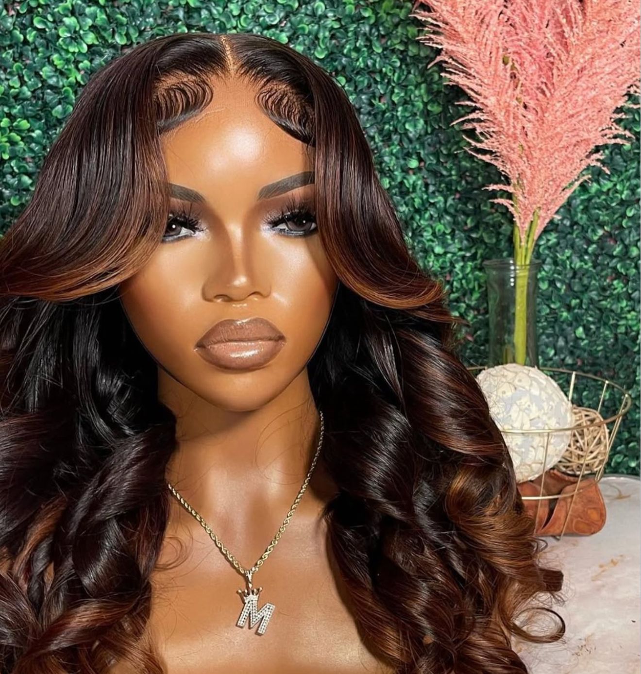 Balayage Highlight orange ginger black Body Wave 13*4 Lace Front Wigs Human Hair Undetectable Transparent Lace Color Wigs - Lana&Jade Hairs