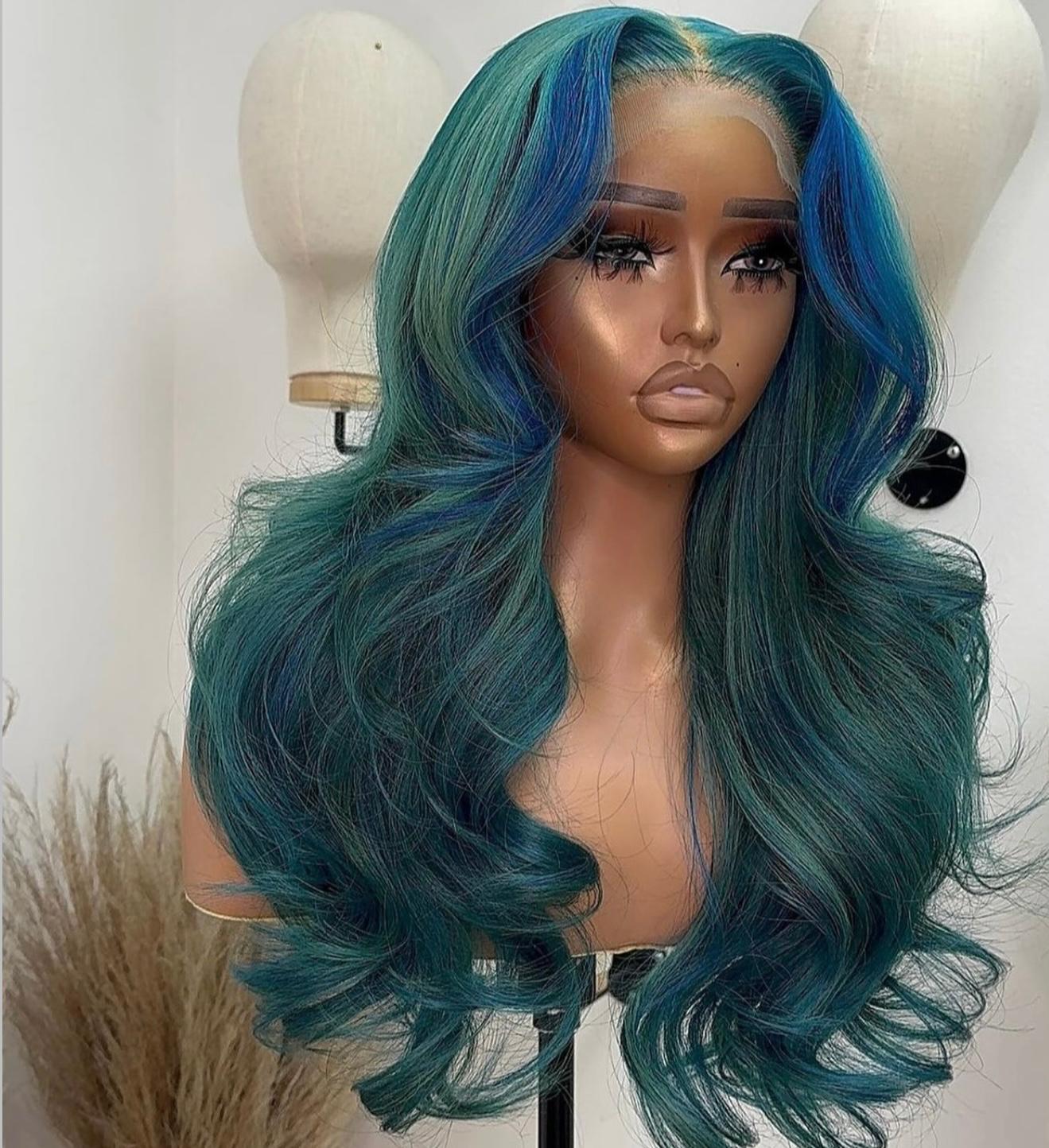 Green Color Highlight Lace Wigs - Lana&Jade Hairs