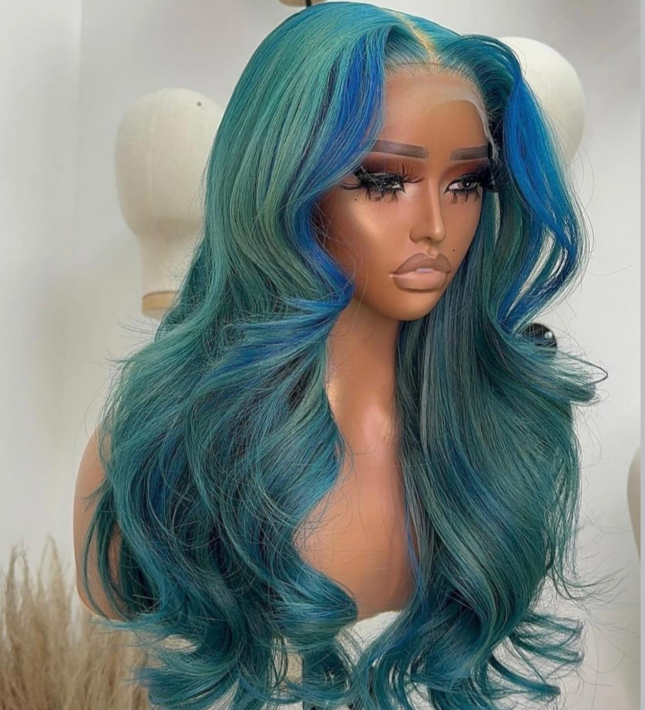 Green Color Highlight Lace Wigs - Lana&Jade Hairs