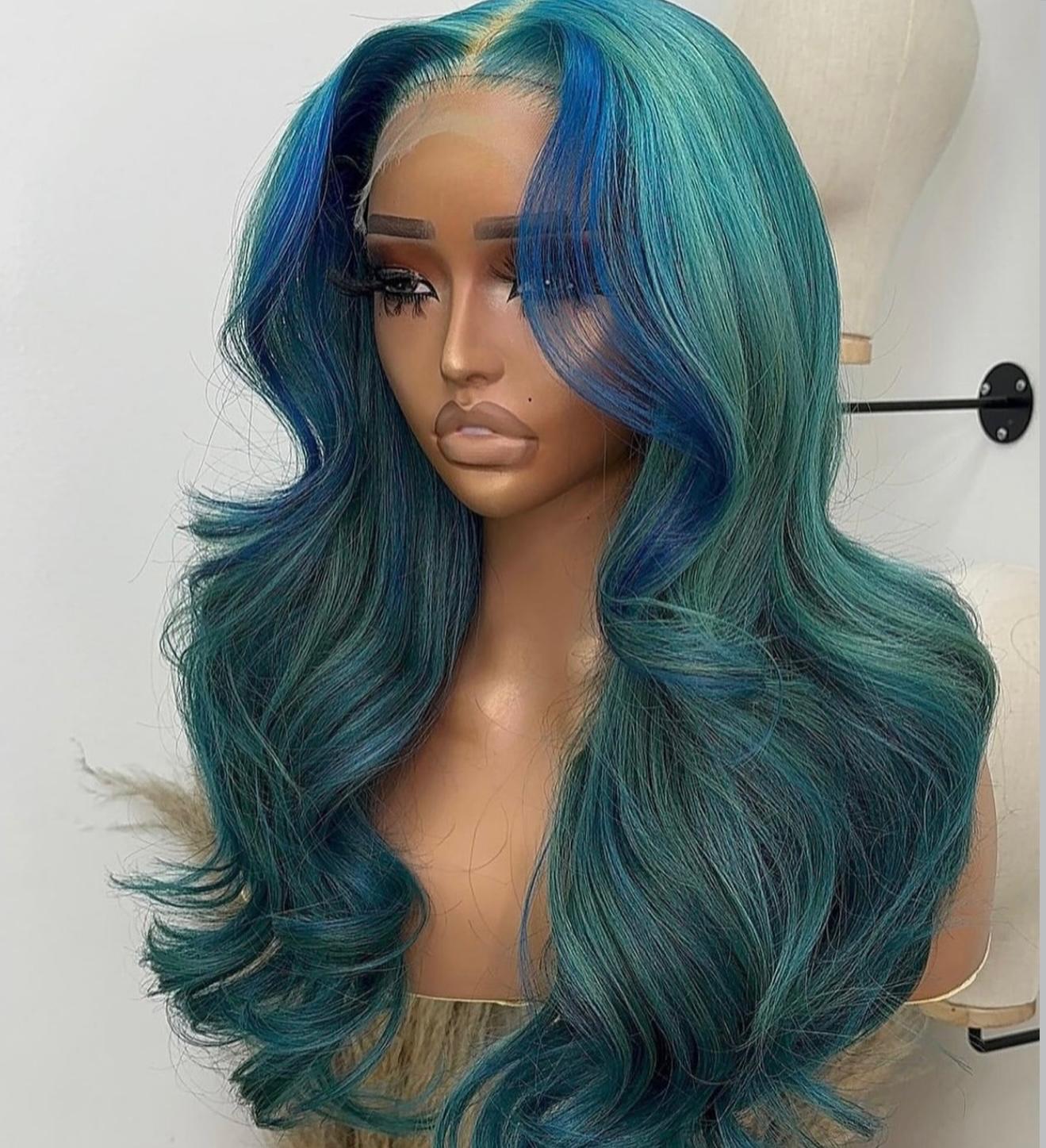 Green Color Highlight Lace Wigs - Lana&Jade Hairs