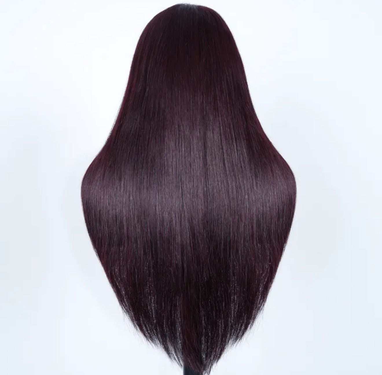 Dark plum straight layered cut glueless wig with 13x4 lace, small knots, suitable for all heads - Lana&Jade Hairs