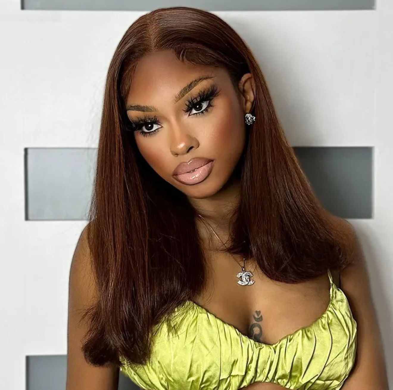 Pull Go 13x4 Lace Bob Wig Rich Brown Yaki Straight Lace Frontal Wig Silk Press Glueless Hai - Lana&Jade Hairs