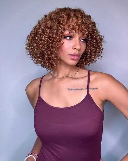 Short Curly Golden Blonde Wig With Bangs Glueless And Waves - Lana&Jade Hairs