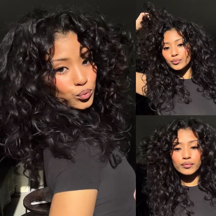 Glueless Frizzy Loose Wave Human Hair Clear Transparent Lace Front Bouncy Curly Wigs For Women - Lana&Jade Hairs