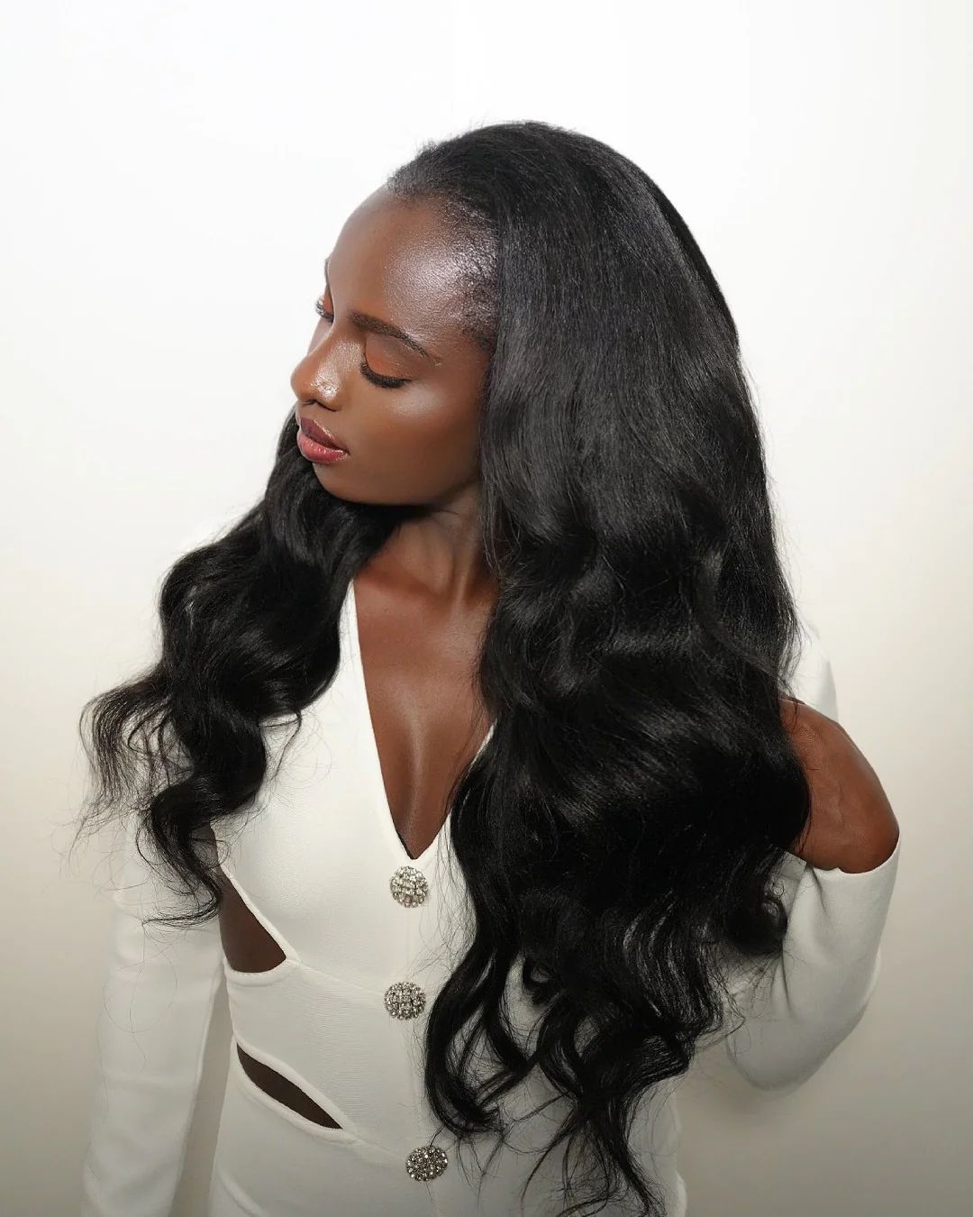 Fine Yaki Body Wave Wig With V Part - Lana&Jade Hairs