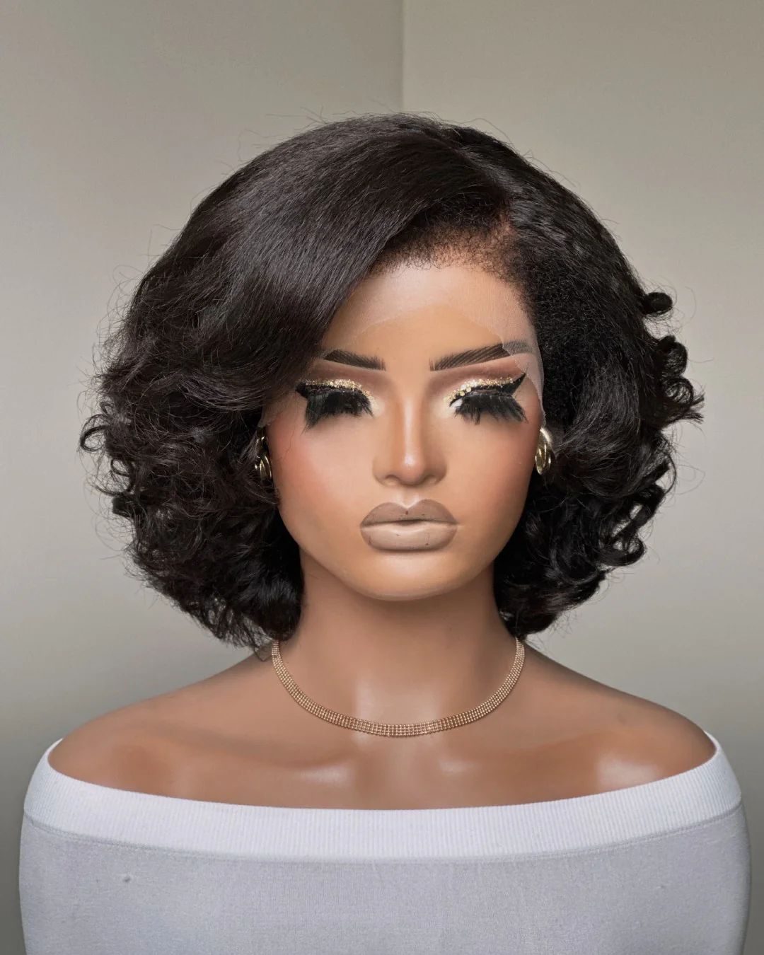 13x4 Lace Front Wig Kinky Curly Bouncy Edge Short Layered Wig - Lana&Jade Hairs