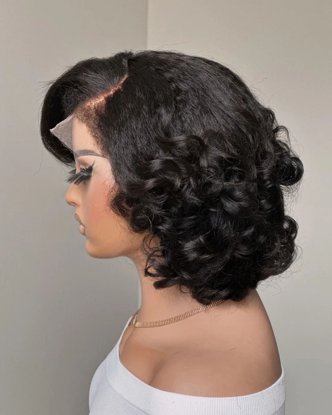 13x4 Lace Front Wig Kinky Curly Bouncy Edge Short Layered Wig - Lana&Jade Hairs