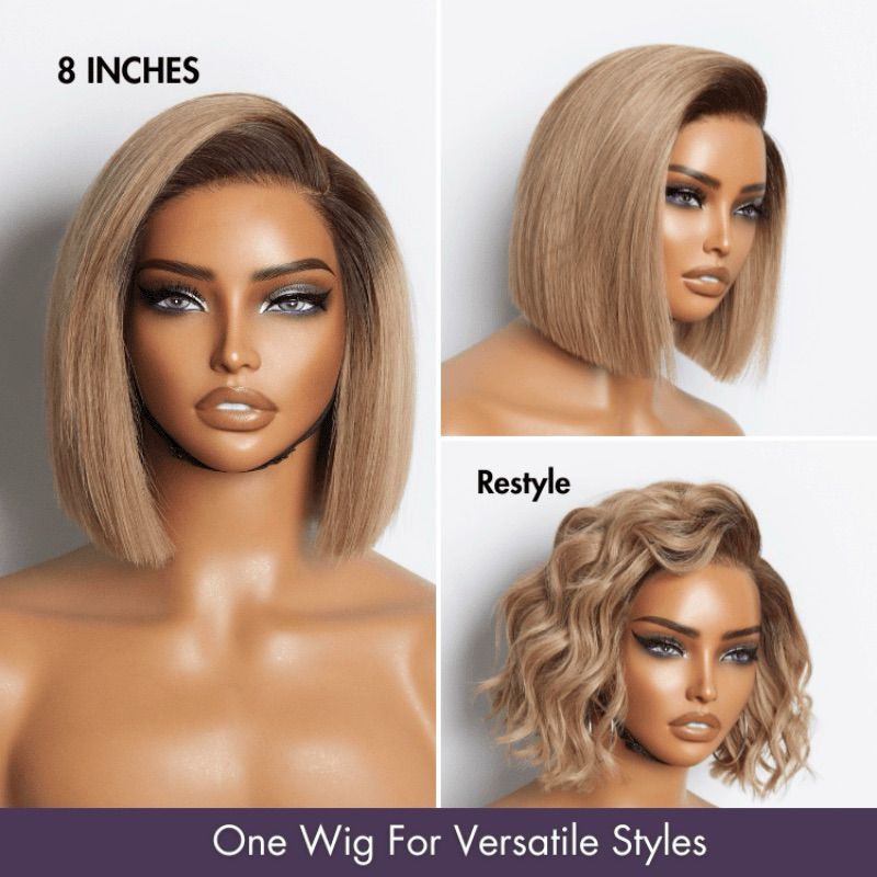 Ombre Ash Blonde Glueless Bob Wig - 8
