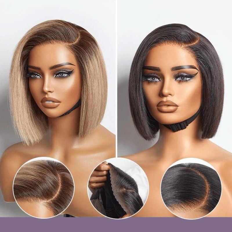 Ombre Ash Blonde Glueless Bob Wig - 8
