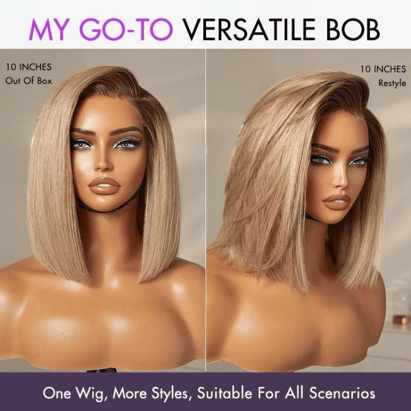 Ombre Ash Blonde Glueless Bob Wig - 8