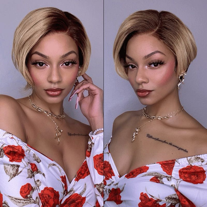 Ombre Ash Blonde Glueless Bob Wig - 8