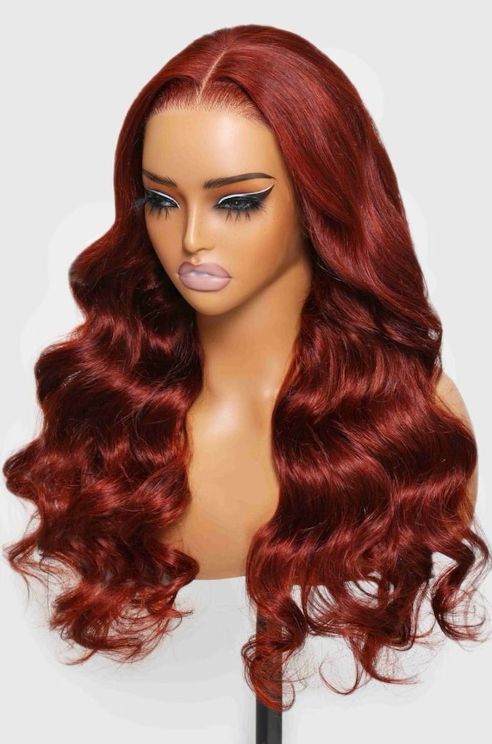 Red Brown 33B Color Body Wave 7×5 Bye-Bye Knots Glueless Wig 150% Density - Lana&Jade Hairs