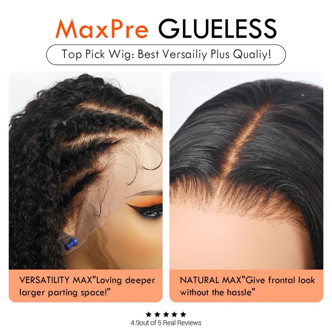 MaxPre 13x4 Glueless Butterfly Layered Haircut Yaki Straight Lace Wigs Nature Burmese Human Hair Wigs Throw On - Lana&Jade Hairs