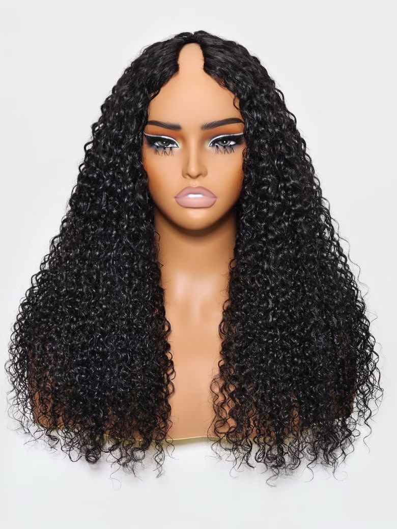 Lana&Jade Hair EasiContour™ V Part Minimal Curly Glueless Wig with Invisible Drawstring 100% Human Hair, 150% Density