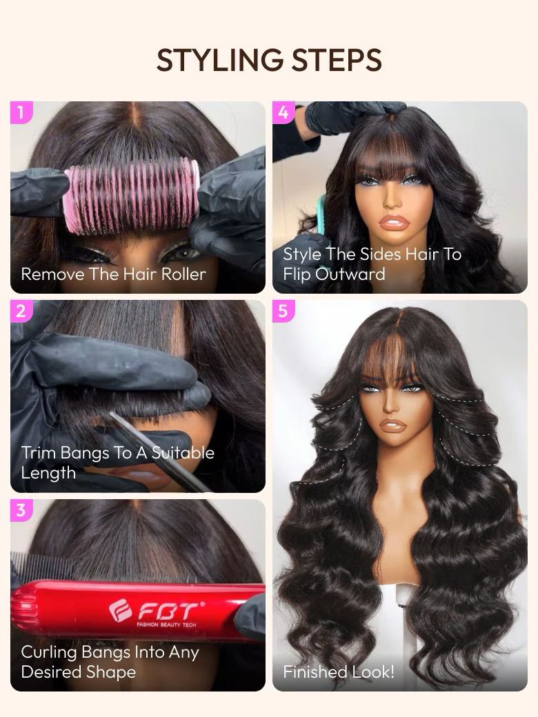 Natural Wavy Black Lace Front Wig with Curtain Bangs, 7x5 Bye-Bye Knots™ and 13x4 Pre-Everything - Lana&Jade Hairs