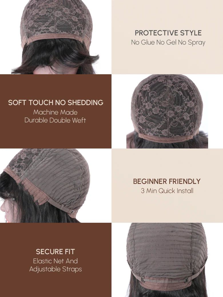 Lana Jade Hairs Black Short Wigs for Women with Bangs, Straight Machine Made Wigs - Lana&Jade Hairs