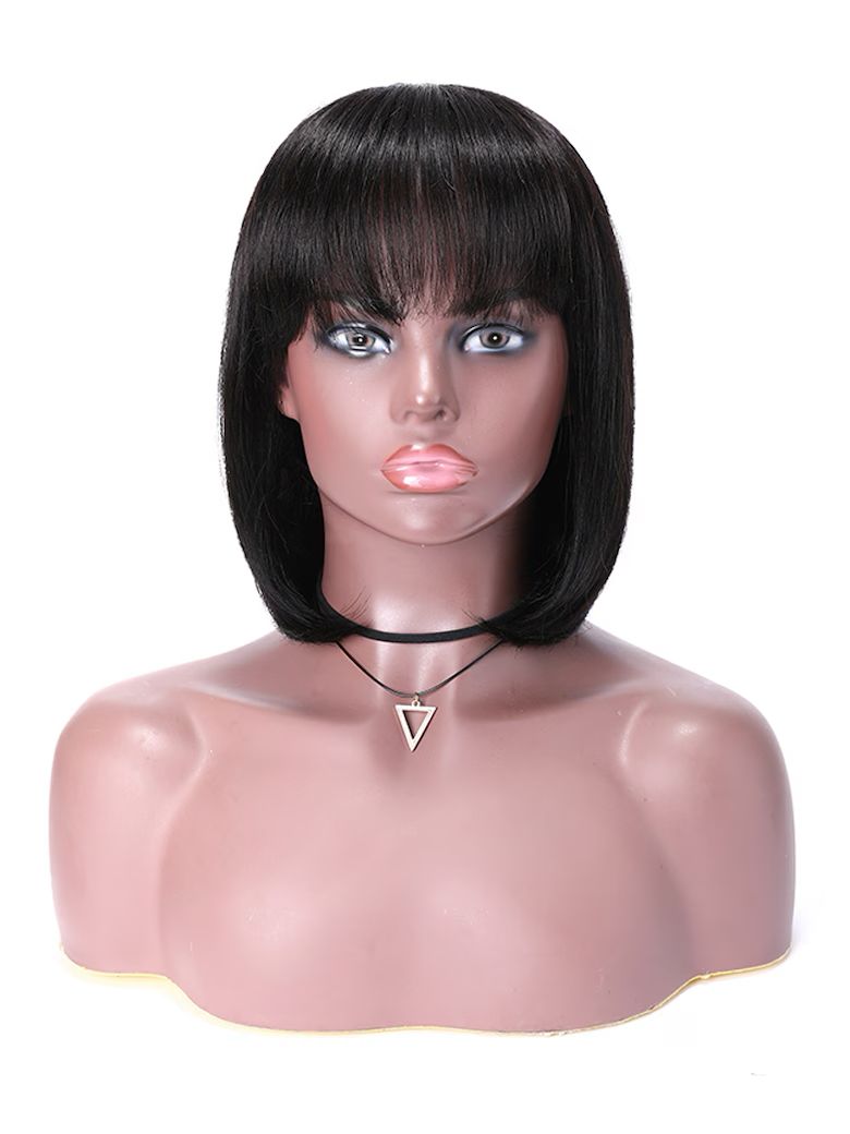 Lana Jade Hairs Black Short Wigs for Women with Bangs, Straight Machine Made Wigs - Lana&Jade Hairs