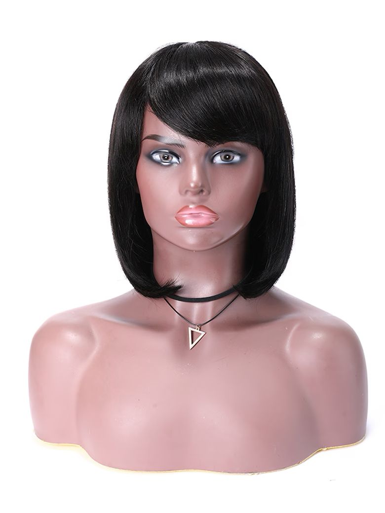 Lana Jade Hairs Black Short Wigs for Women with Bangs, Straight Machine Made Wigs - Lana&Jade Hairs