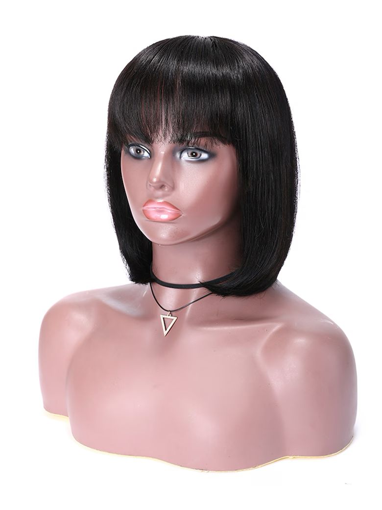 Lana Jade Hairs Black Short Wigs for Women with Bangs, Straight Machine Made Wigs - Lana&Jade Hairs
