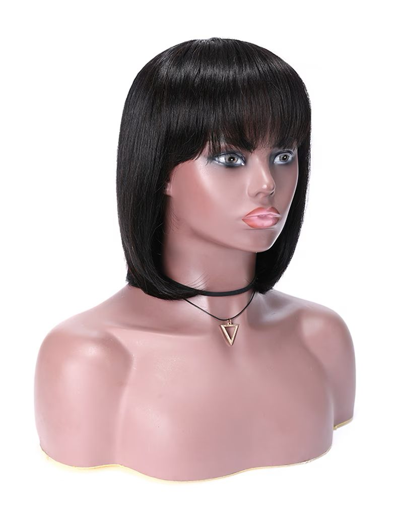 Lana Jade Hairs Black Short Wigs for Women with Bangs, Straight Machine Made Wigs - Lana&Jade Hairs