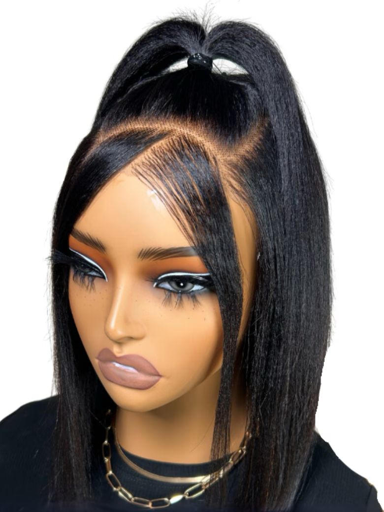 Bob Yaki Lana&Jade Hair 13x4 Lace Frontal Yaki Bob Wig Black Pre-Plucked