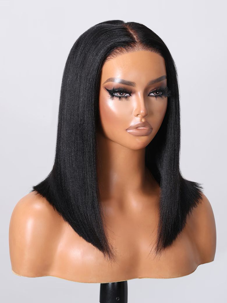 Bob Yaki Lana&Jade Hair 13x4 Lace Frontal Yaki Bob Wig Black Pre-Plucked