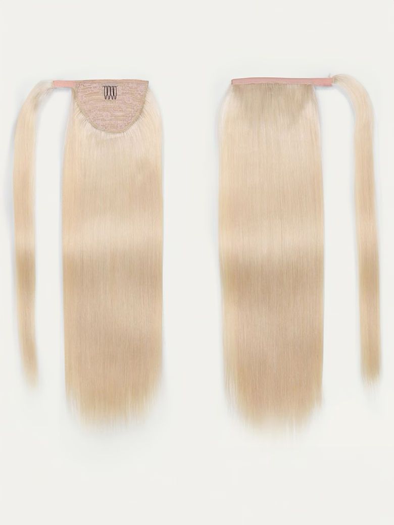 Straight Clip-in Ponytail Extension, Ash Blonde Natural Hair - Lana&Jade Hairs