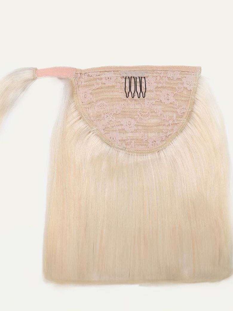 Straight Clip-in Ponytail Extension, Ash Blonde Natural Hair - Lana&Jade Hairs