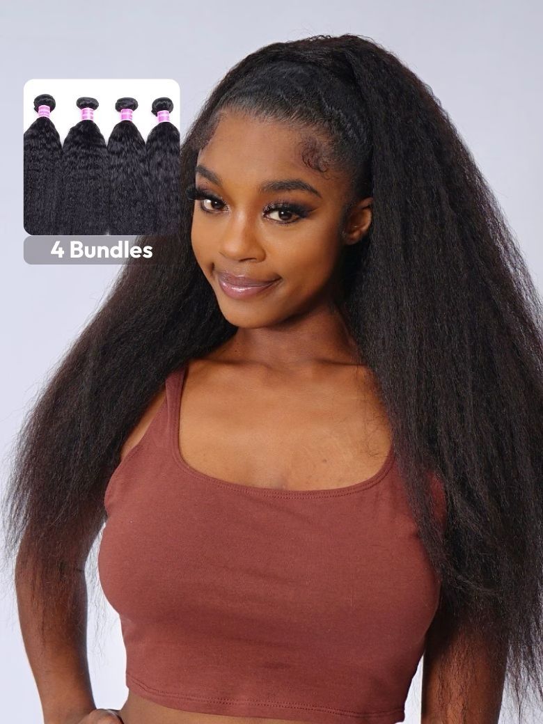 Lana Jade Hairs: 4Pcs Kinky Straight Remy Human Hair Bundles