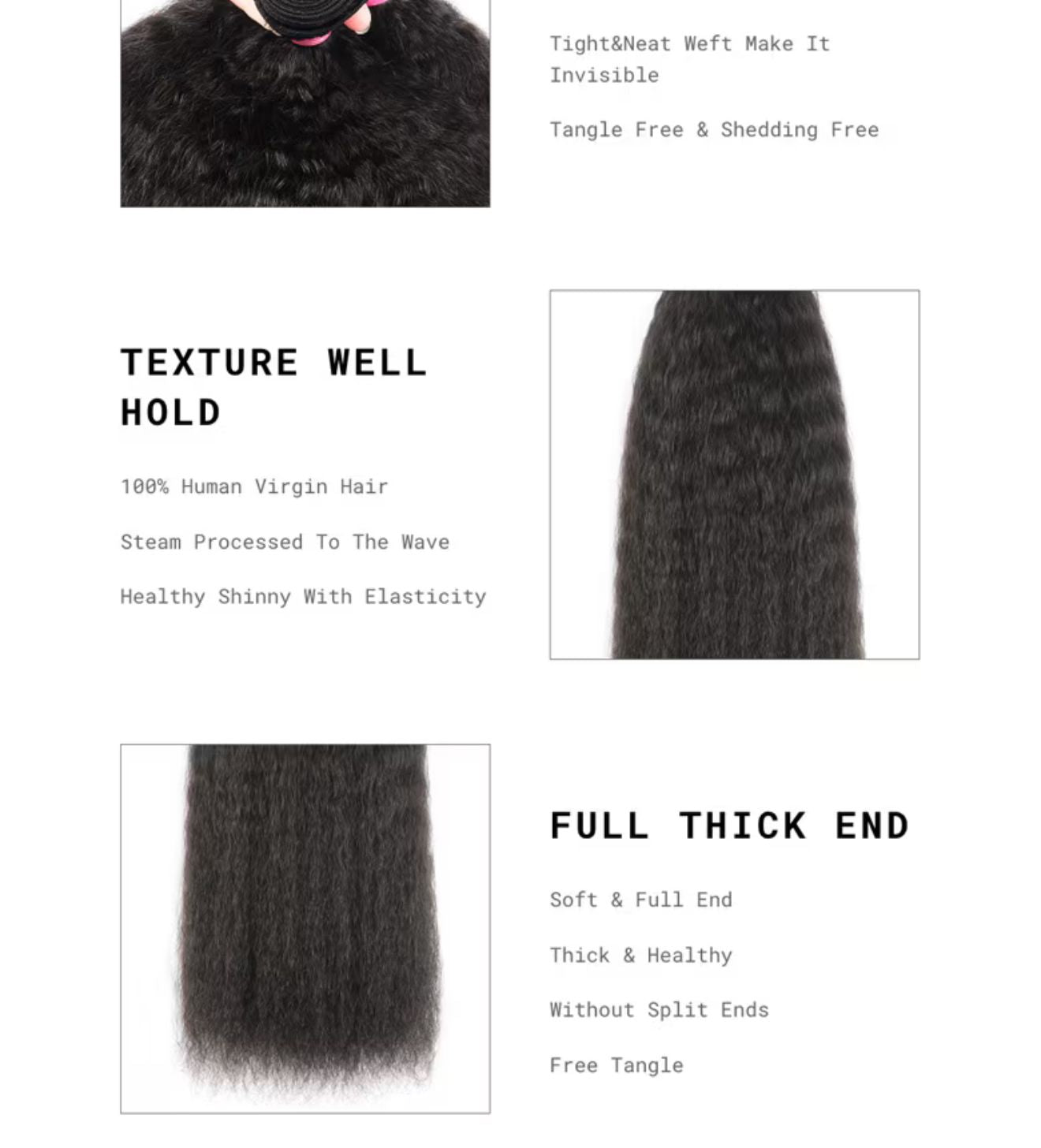 Lana Jade Hairs: 4Pcs Kinky Straight Remy Human Hair Bundles