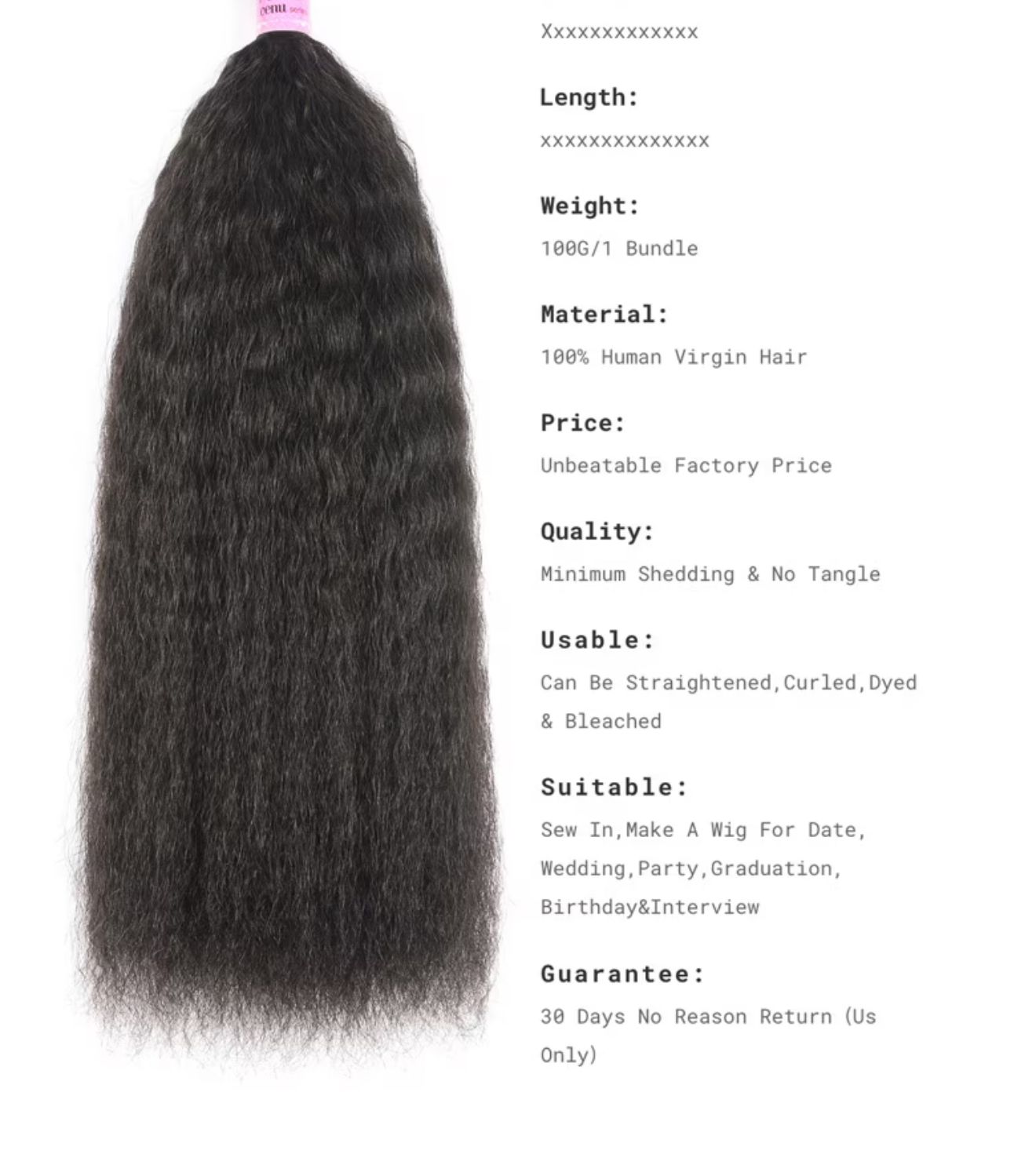 Lana Jade Hairs: 4Pcs Kinky Straight Remy Human Hair Bundles