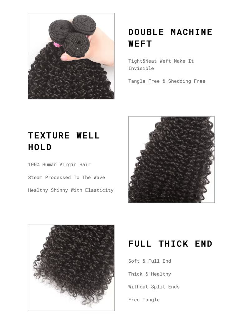 Lana&Jade Hairs 100% Virgin Human Hair Kinky Curly Hair 3 Bundles