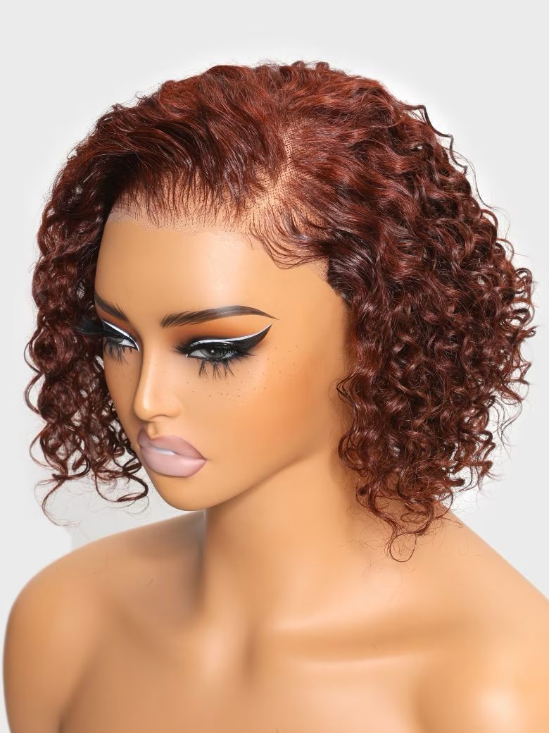 Combo Sale 8 Inch Bye Bye Knots Dark Red Brown 33B Color Side Part Bob and 20 Inch U Part Body Wave Wig