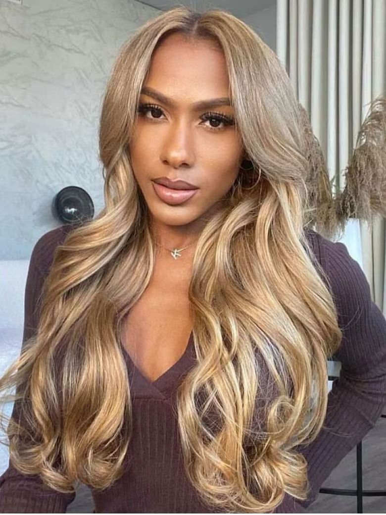Combo Sale 7x5 Pre-cut Lace 18 Inch And 13x4 Highlight Honey Blonde Body Wave Wig 18 Inch