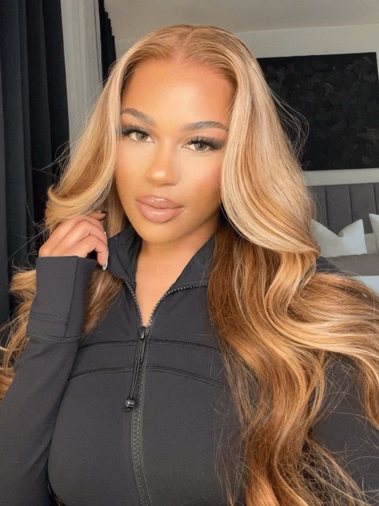 Combo Sale 7x5 Pre-cut Lace 18 Inch And 13x4 Highlight Honey Blonde Body Wave Wig 18 Inch