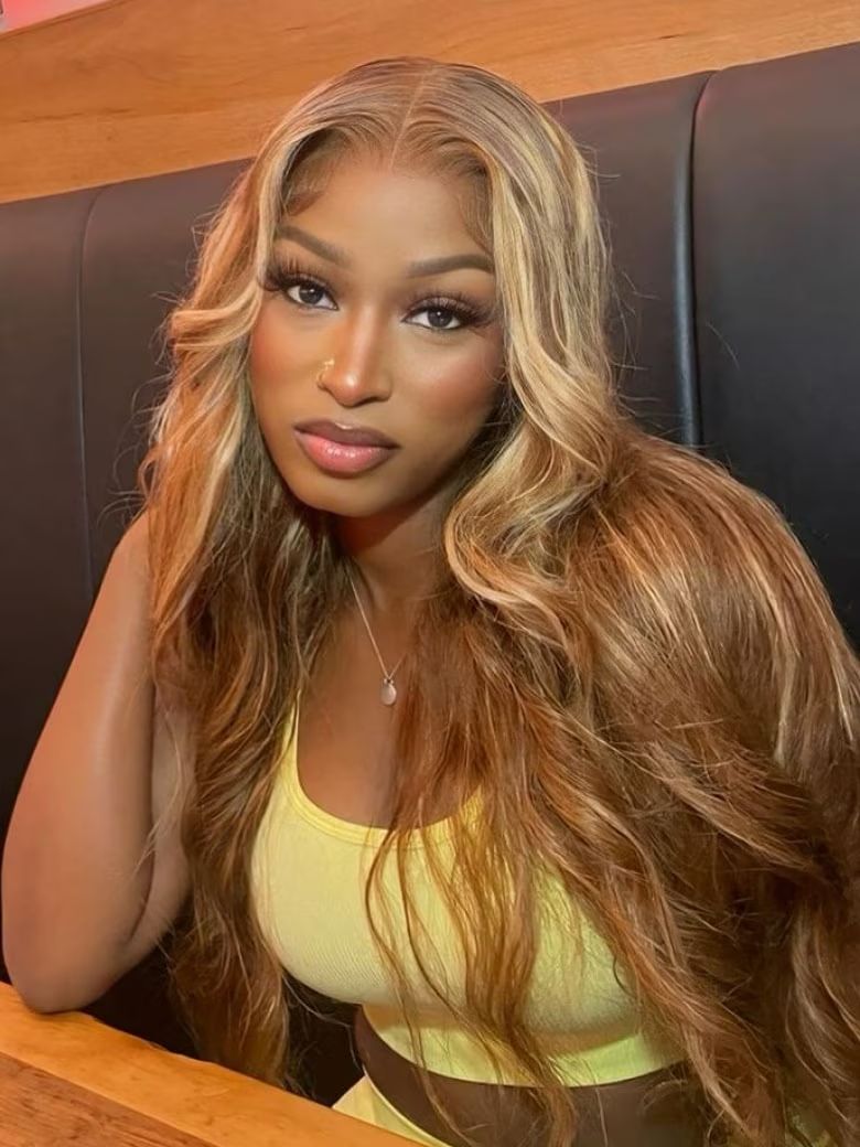 Combo Sale 7x5 Pre-cut Lace 18 Inch And 13x4 Highlight Honey Blonde Body Wave Wig 18 Inch