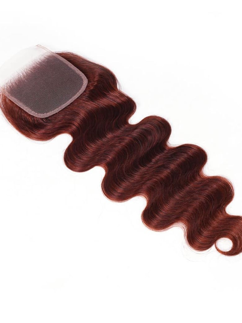 Lana Jade Hairs 33B Red Brown Body Wave 100% Human Hair 4x4 Free Part Closure