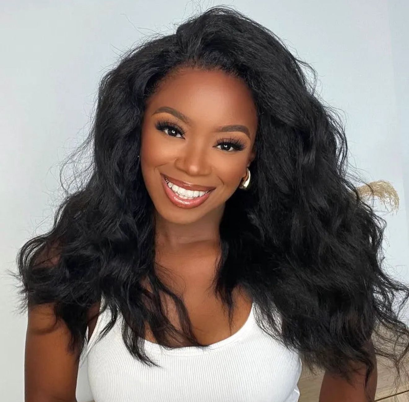 Easy to wear kinky straight half wig with drawstring, comfortable fit, no glue needed - Lana&Jade Hairs