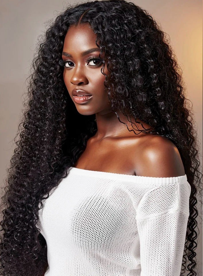 Lana & Jade Hairs Kinky Curly Wig — Black Lace with Golden Chestnut Highlights